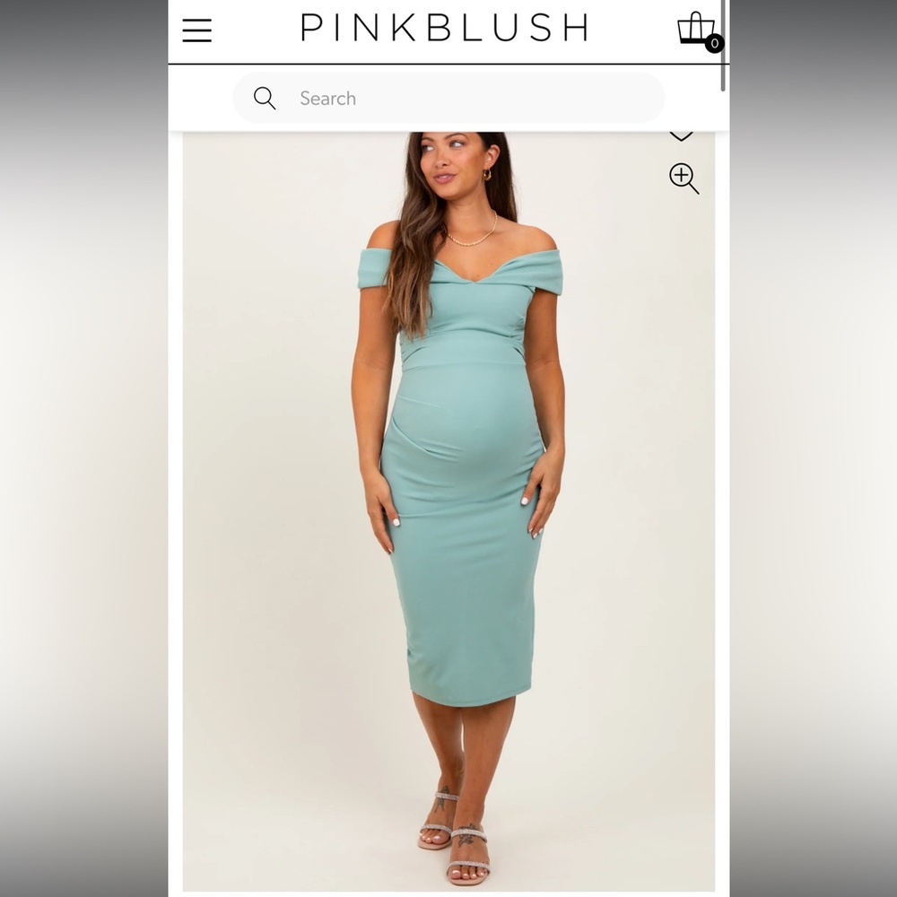 Pinkblush Green Off-Shoulder Bodycon Midi Dress